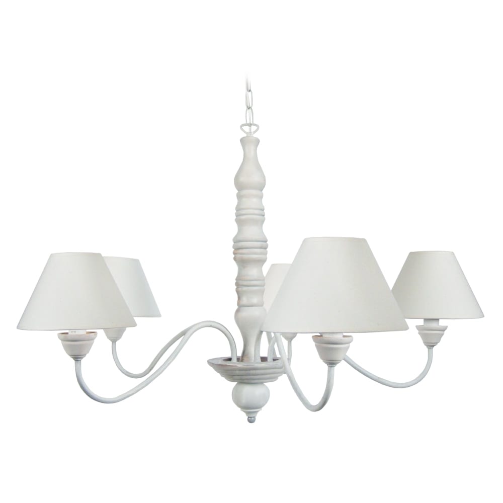 Lustre métal et bois blanc abatjour tissu écru — vue 3