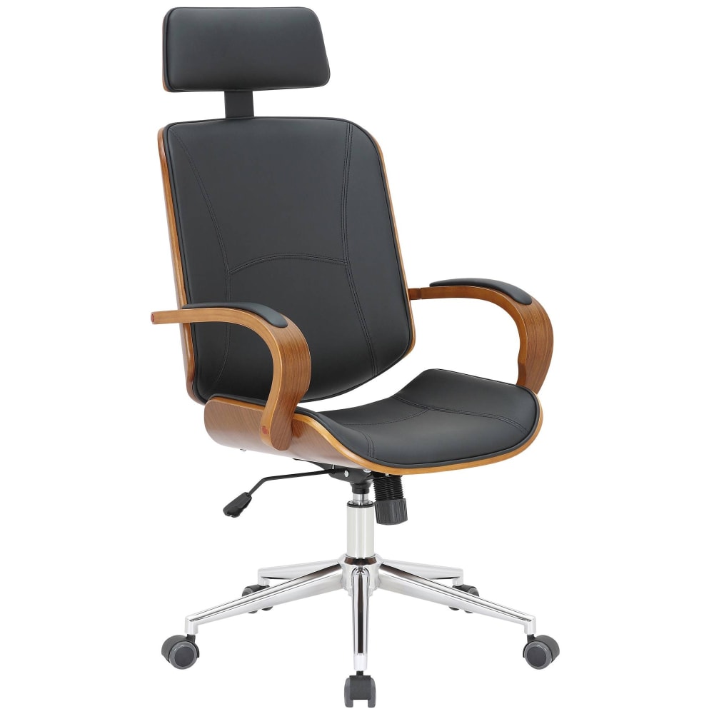Bürostuhl drehbar höhenverstellbar aus Kunstleder walnuss/schwarz