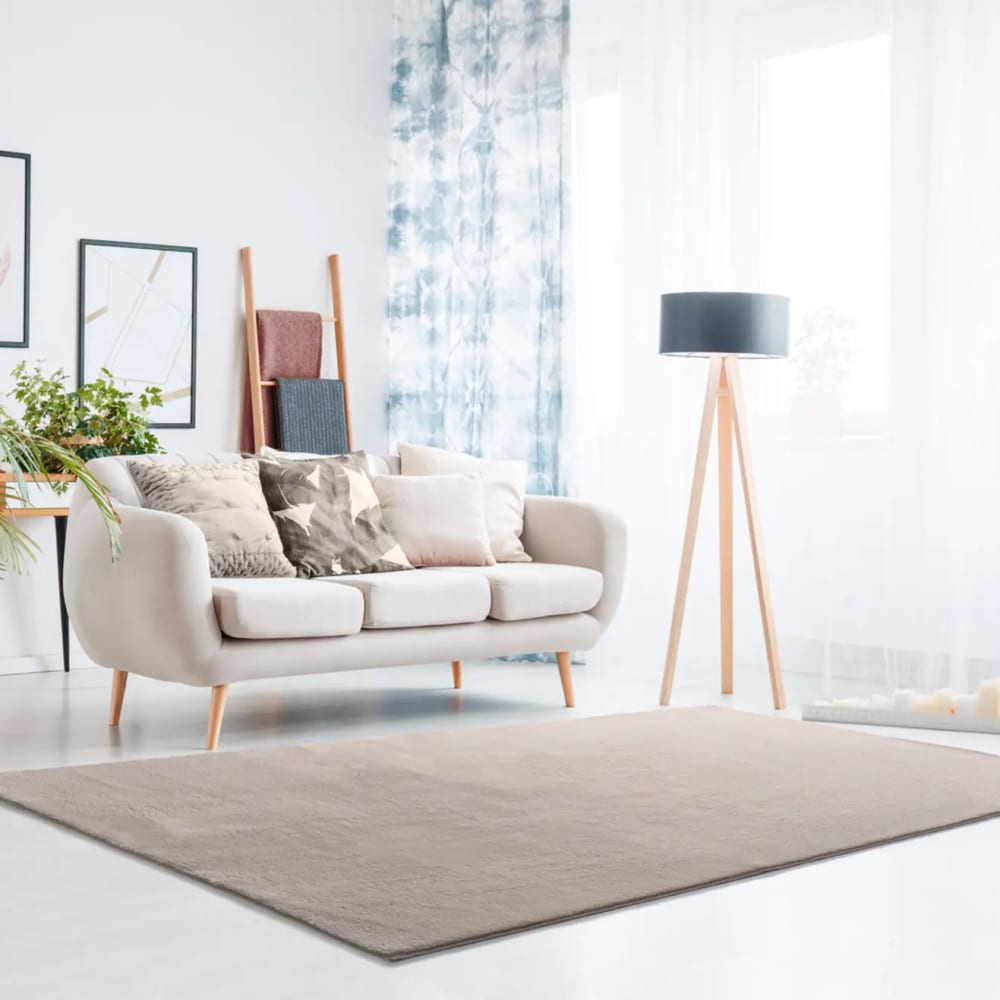 Atticgo Waschbarer Teppich Einfarbig Taupe, rutschfest, 80x150 cm style modern Taupe Öko-Tex Zertifikat Pes - Polyester