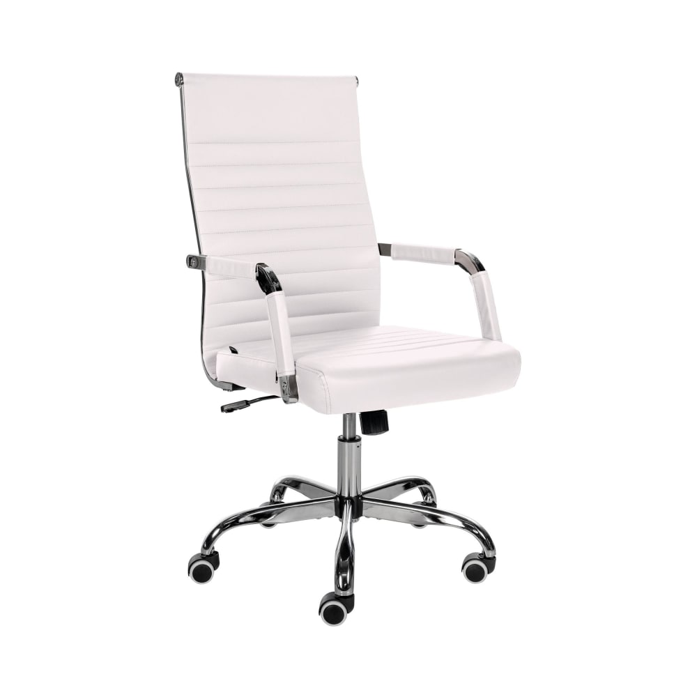 Chaise de bureau réglable pivotante en pvc und synthetik Blanc
