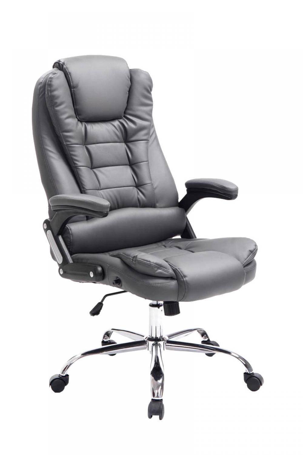 Silla de oficina giratoria regulable en simil cuero gris