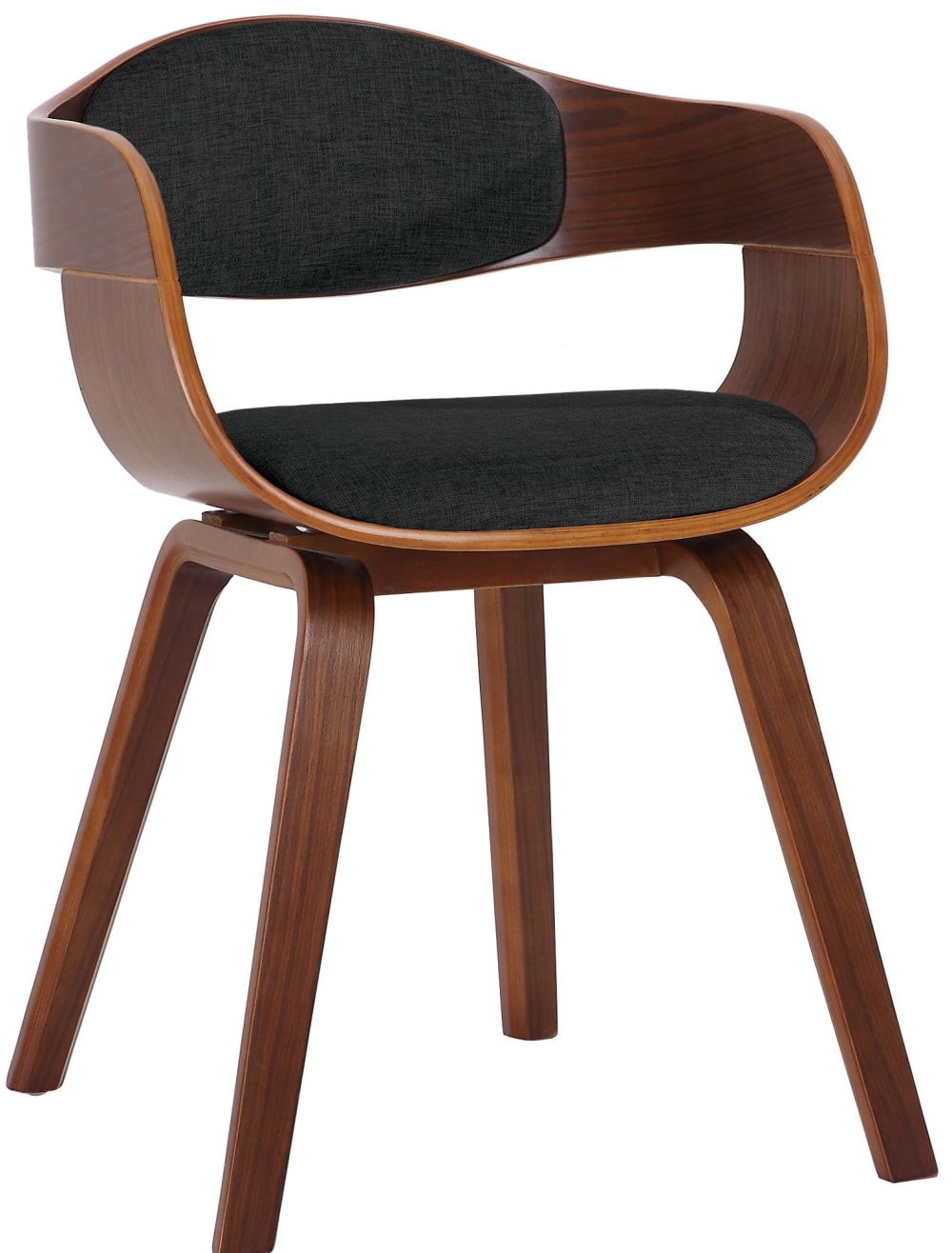Silla de comedor con reposabrazos en tela nogal/negro