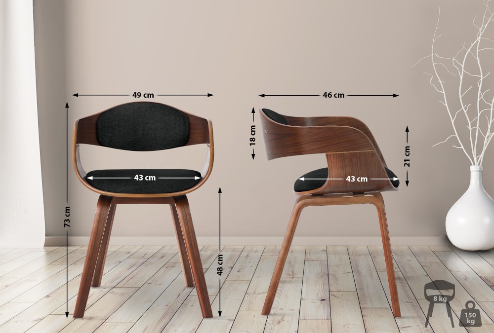 Silla de madera con asiento en tela nogal/negro - Maisons du Monde