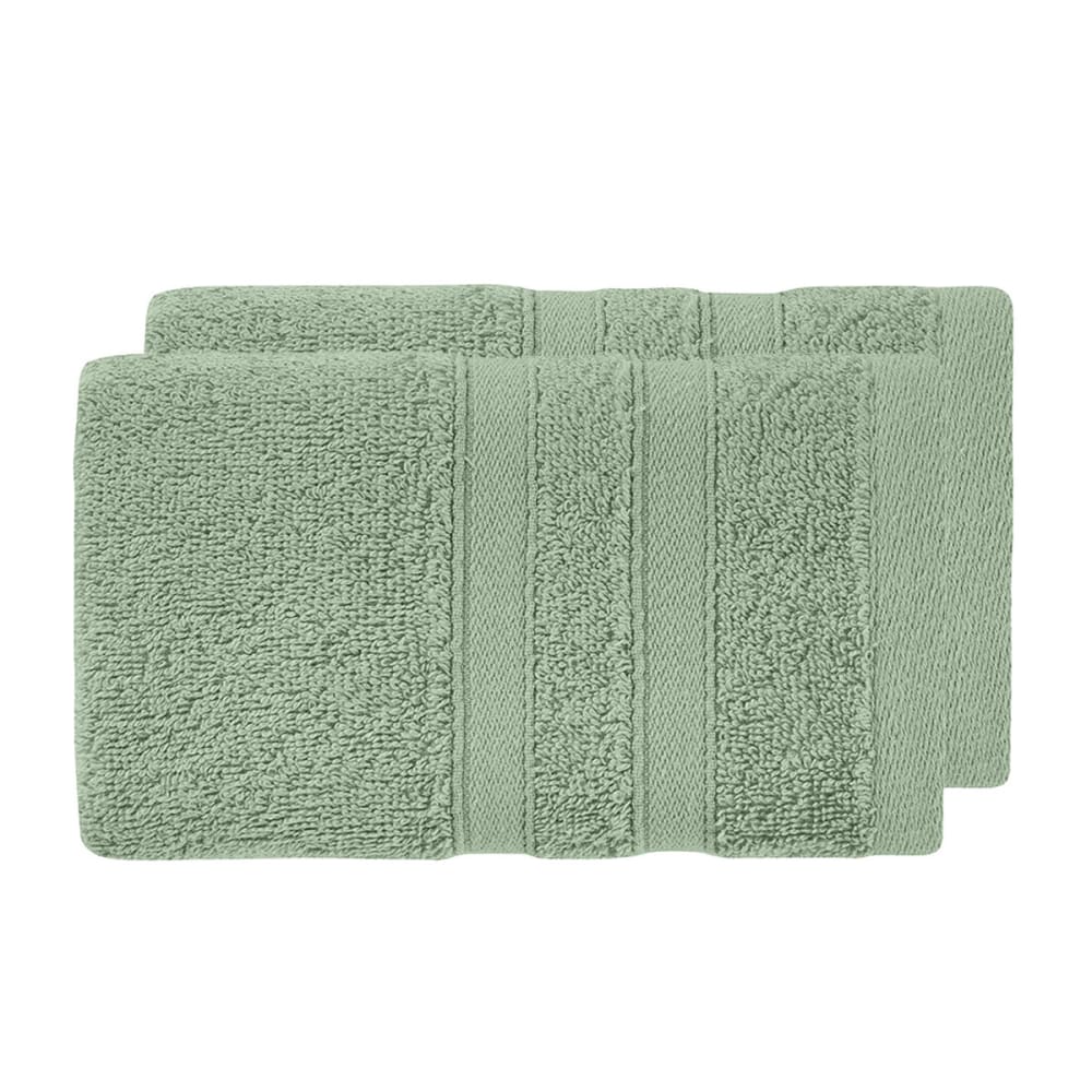 2 serviettes invité en coton bio sauge 30x50 cm - Maisons du Monde