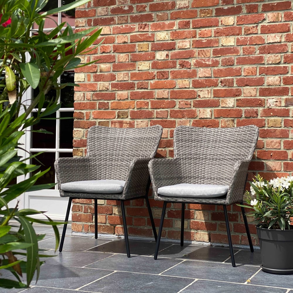 Lot de 2 fauteuils de jardin rond en osier