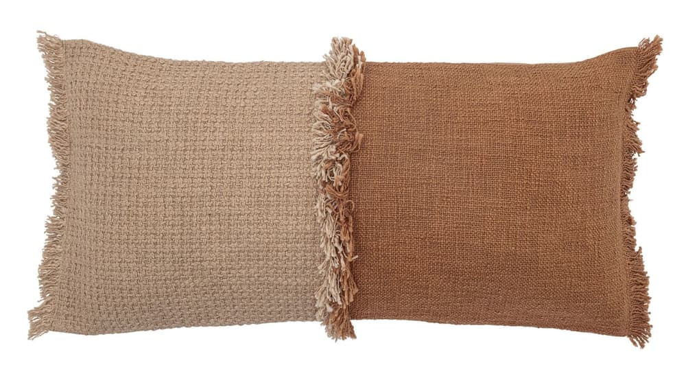 Cojín de algodón bicolor en tonos terracota 16,5x8,5 cm