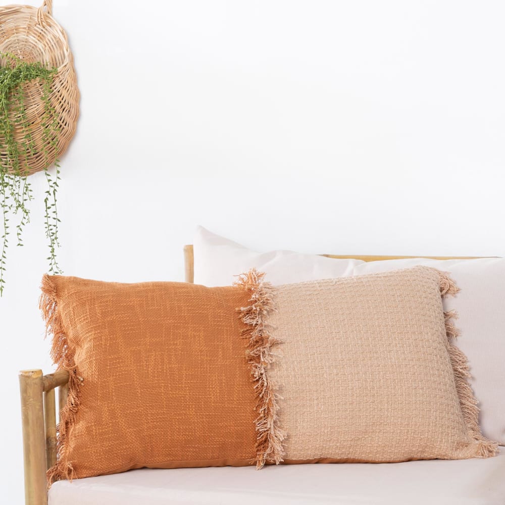 Cojín de algodón bicolor en tonos terracota 16,5x8,5 cm - Maisons du Monde