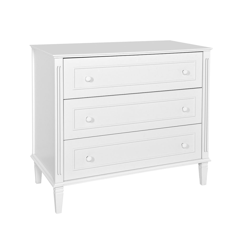 Commode 3 tiroirs panneaux mdf blanc