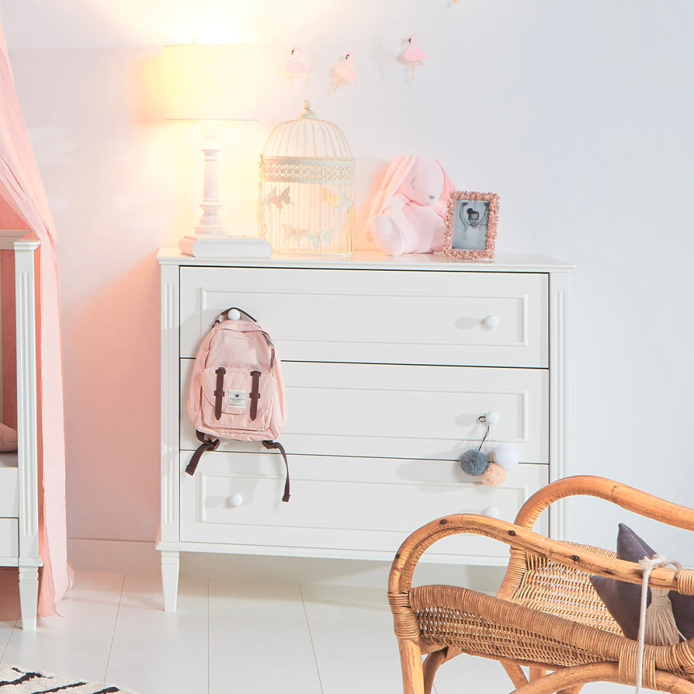 Commode 3 tiroirs panneaux mdf blanc - Maisons du Monde