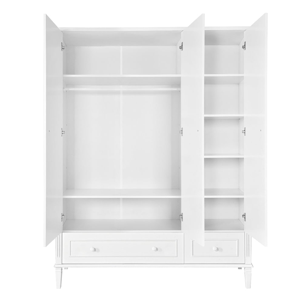 Armoire 3 portes 2 tiroirs panneaux mdf blanc - Maisons du Monde