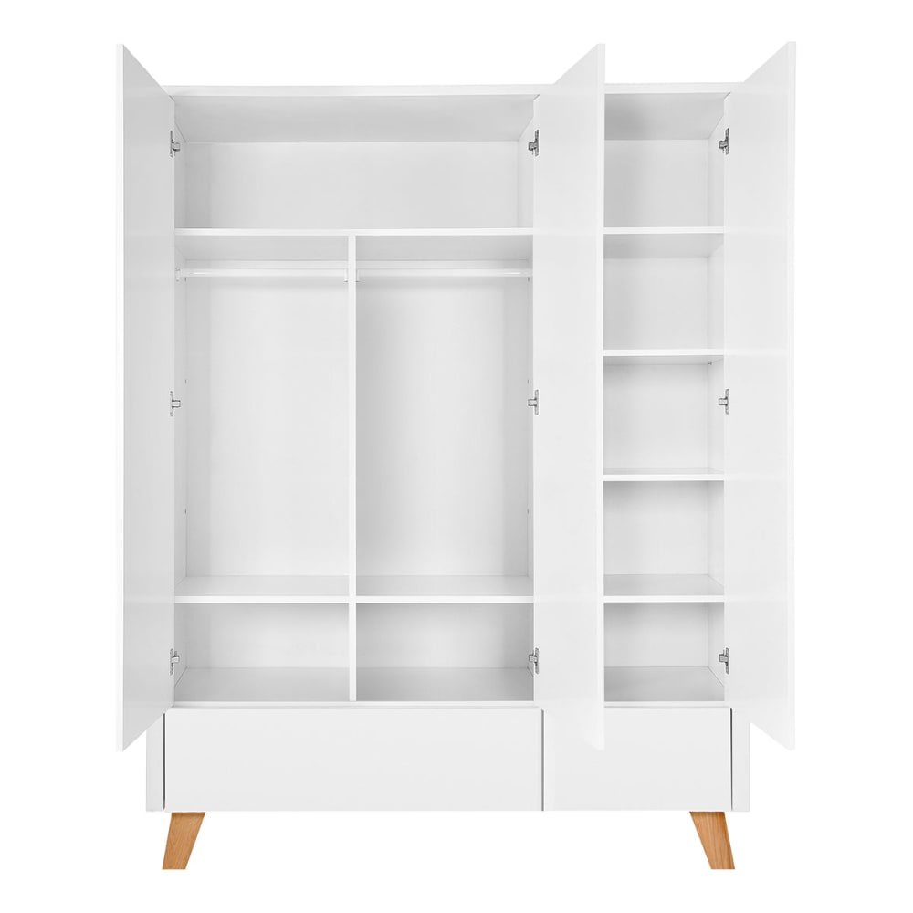 Armoire 3 portes 2 tiroirs panneaux mdf blanc - Maisons du Monde