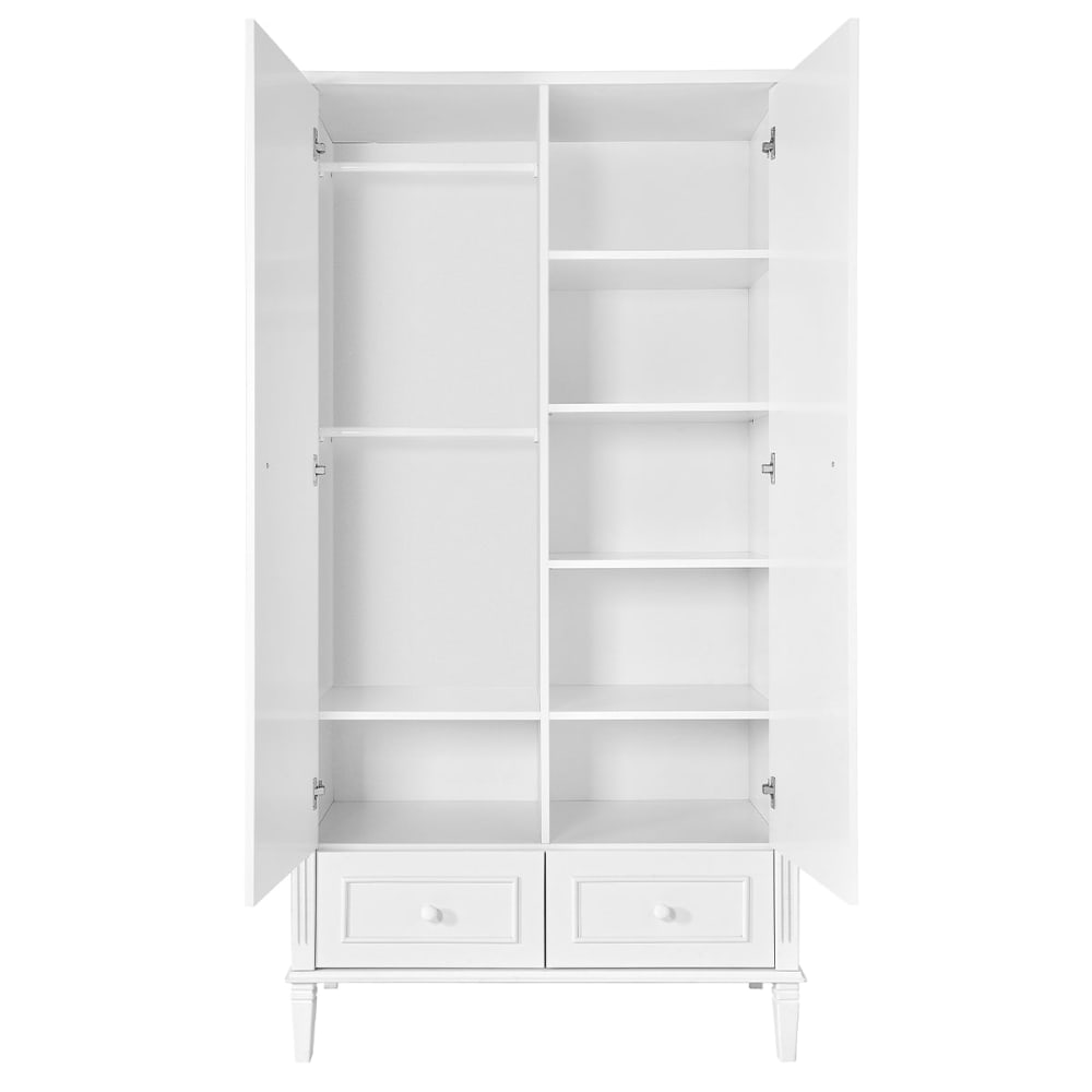 Armoire 2 portes 2 tiroirs panneaux mdf blanc - Maisons du Monde
