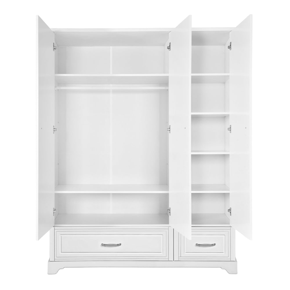 Armoire 3 portes 2 tiroirs panneaux mdf blanc - Maisons du Monde