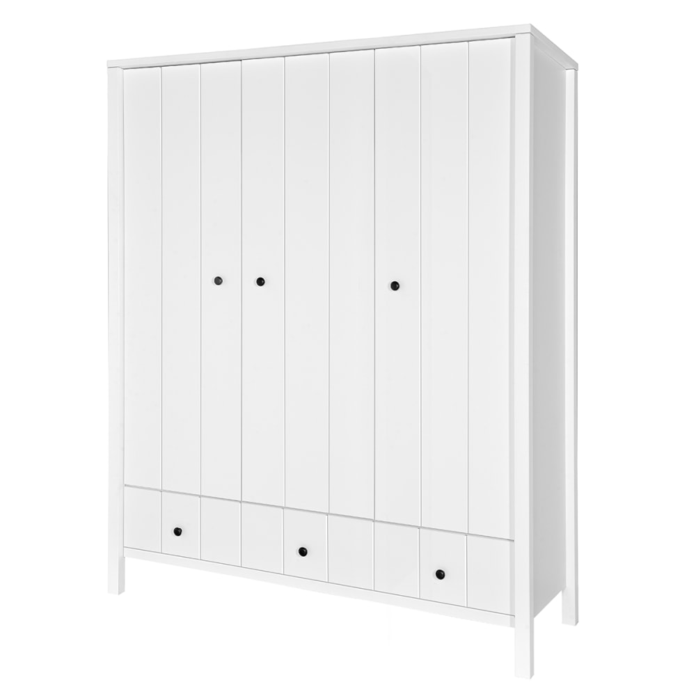 Armoire 3 portes 2 tiroirs blanc