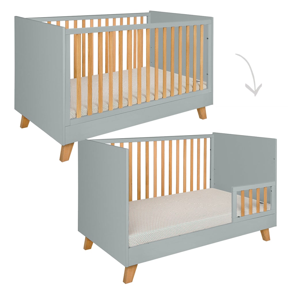 Lit évolutif 70x140 et commode panneaux mdf gris - Maisons du Monde