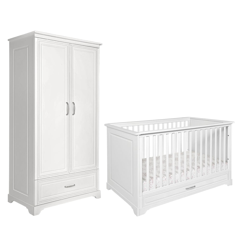 Lit évolutif 70x140 et armoire panneaux mdf blanc