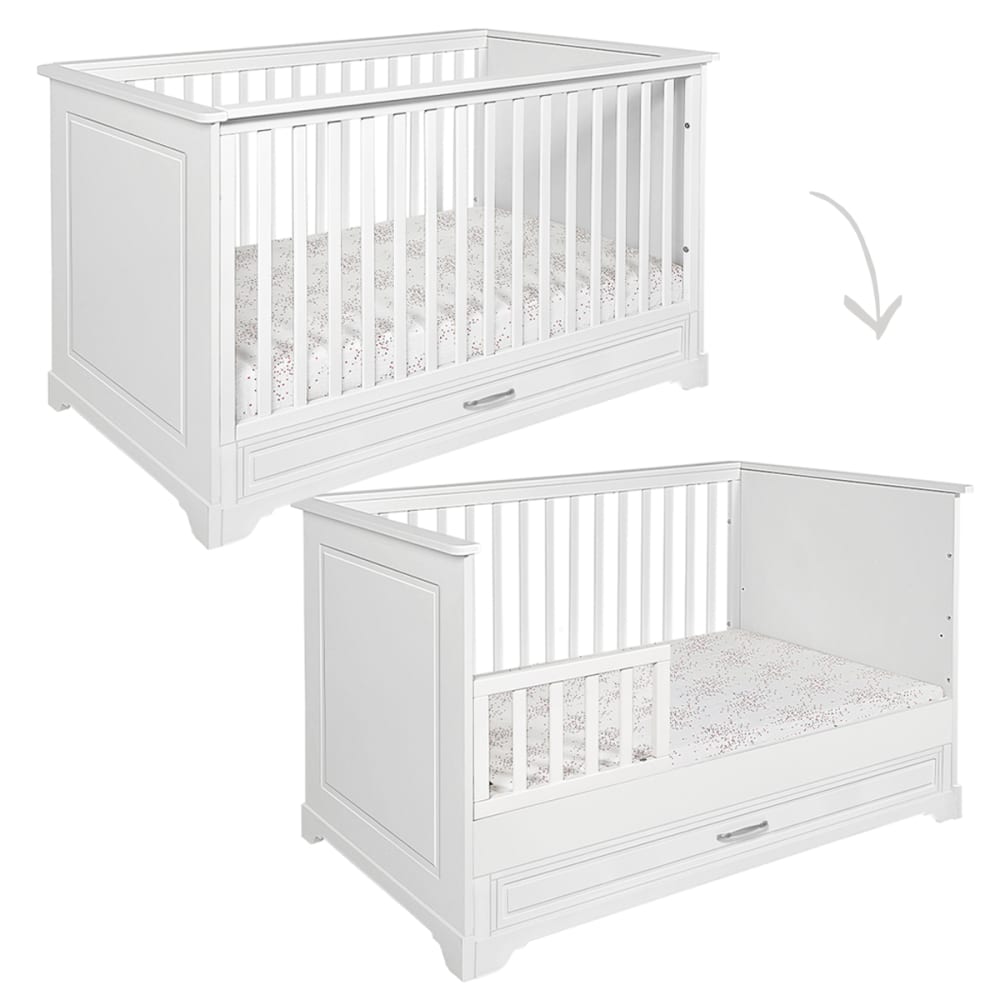 Chambre bébé : Duo - Lit évolutif 70x140 armoire 2 portes blanc - image 2