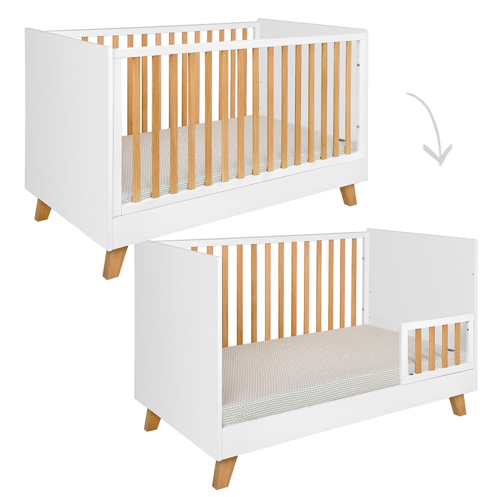 Lit évolutif 70x140 et commode panneaux mdf blanc - Maisons du Monde