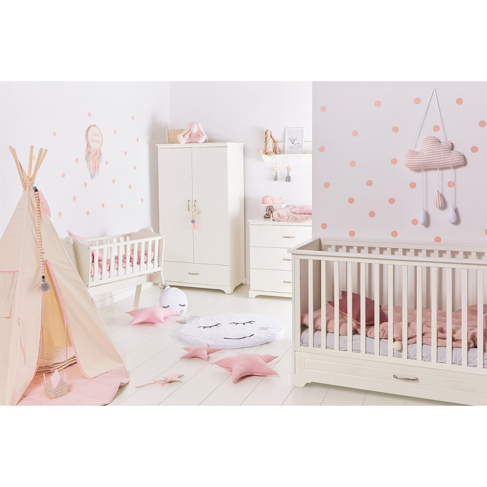 Chambre bébé : Trio - lit évolutif 70x140 commode armoire blanc - image 2