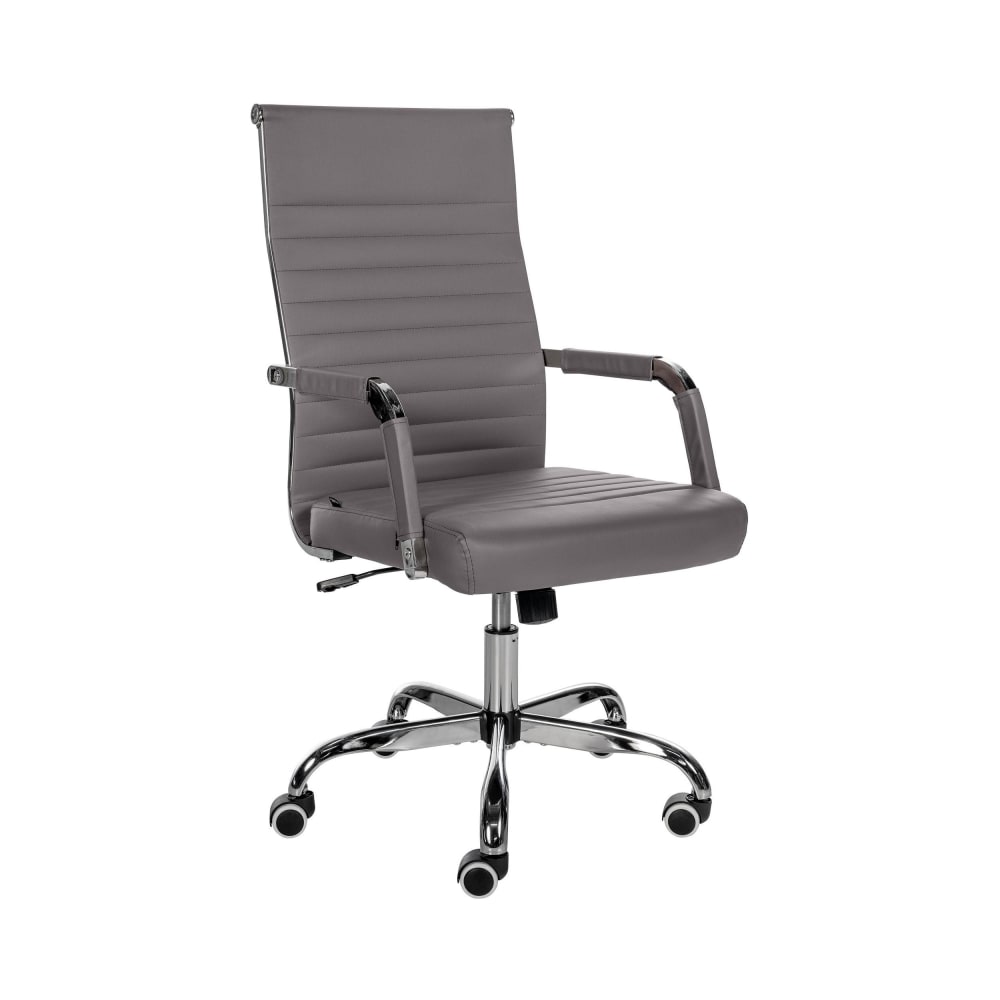 Chaise de bureau réglable pivotante en pvc und synthetik Gris