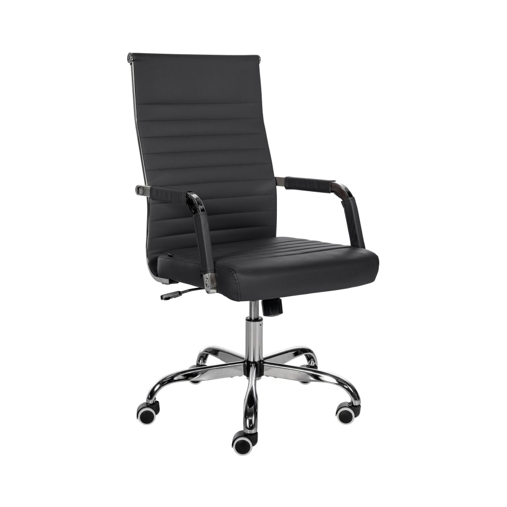 Silla de oficina giratoria regulable en Simil cuero Negro