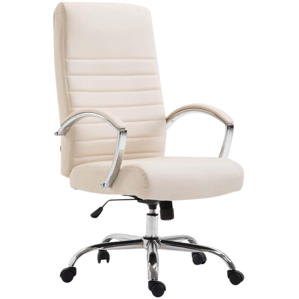 Silla de oficina giratoria regulable en simil cuero crema - Maisons du Monde