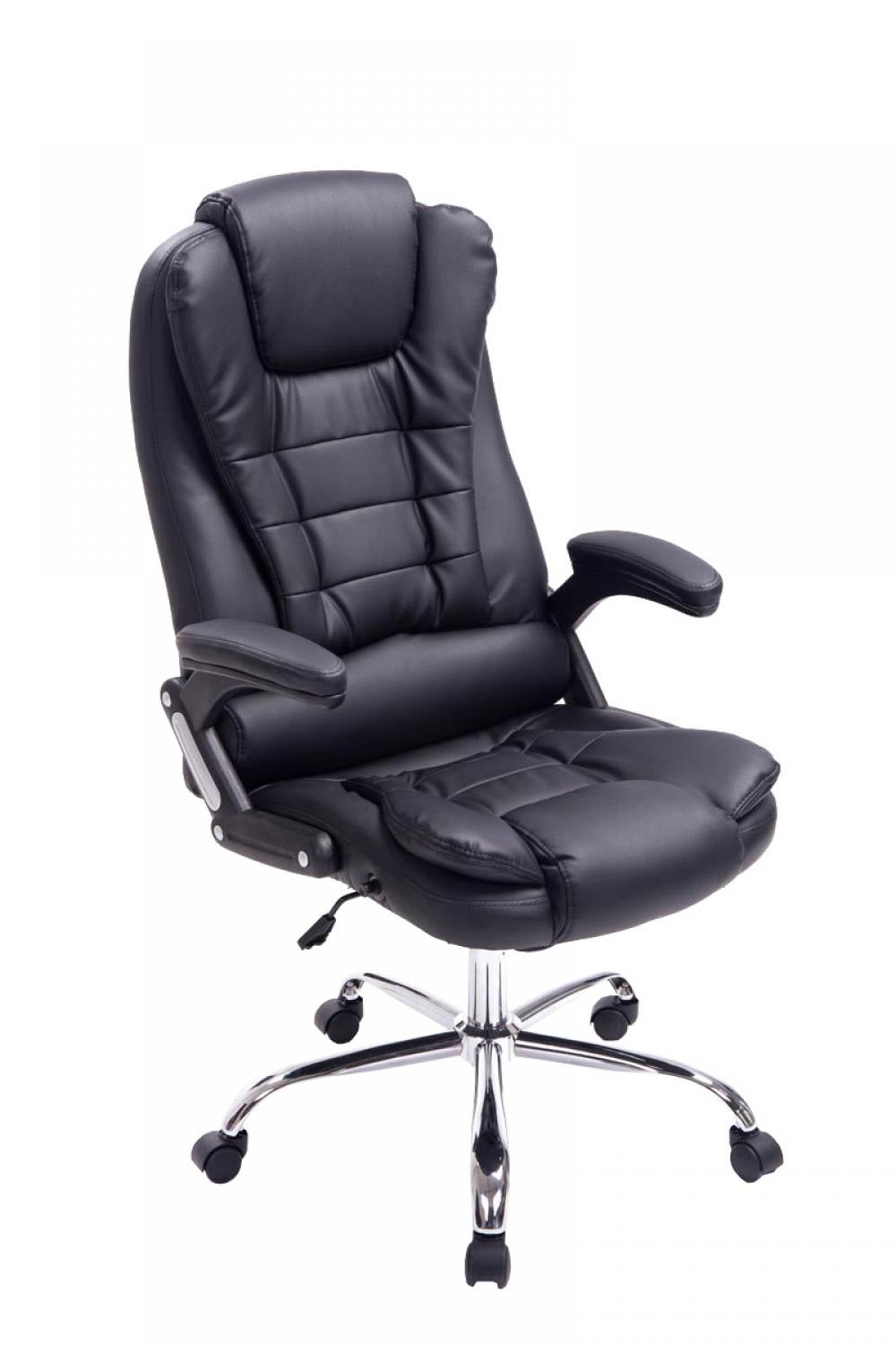 Silla de oficina giratoria regulable en simil cuero negro