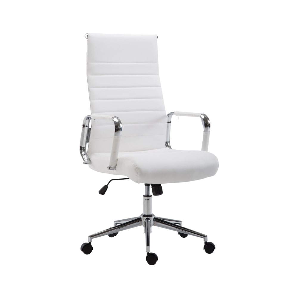 Chaise de bureau réglable pivotant en pvc und synthetik Blanc