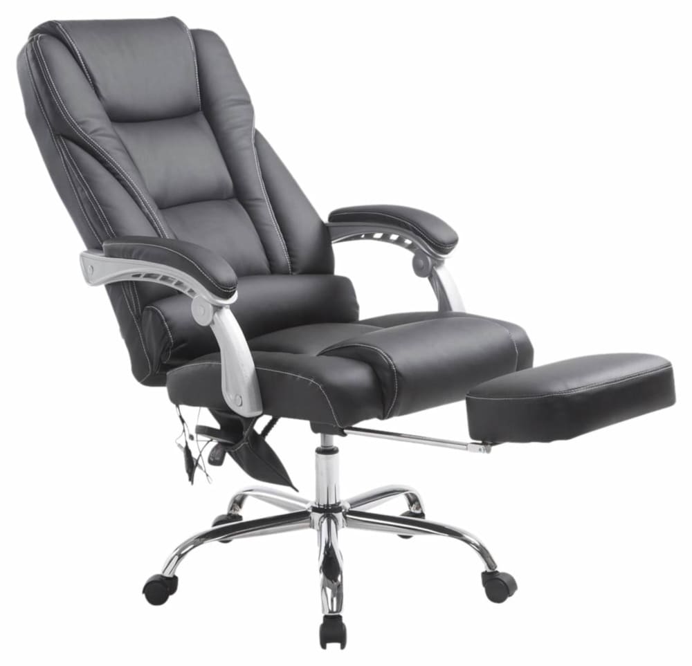 Silla de oficina giratoria regulable en simil cuero negro