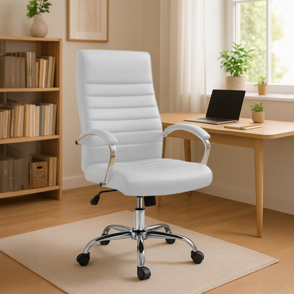 CLP Bürostuhl höhenverstellbar drehbar aus Kunstleder weiß style modern - Pvc - Polyvinlychlorid