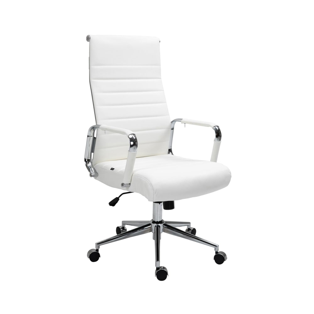 Chaise de bureau réglable pivotant en leder spaltleder Blanc