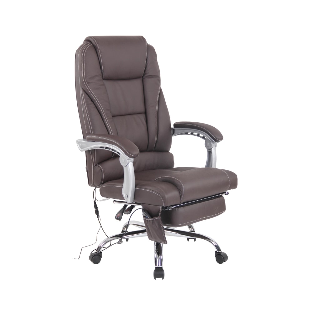 Chaise de bureau massant et réglable en leder spaltleder Marron