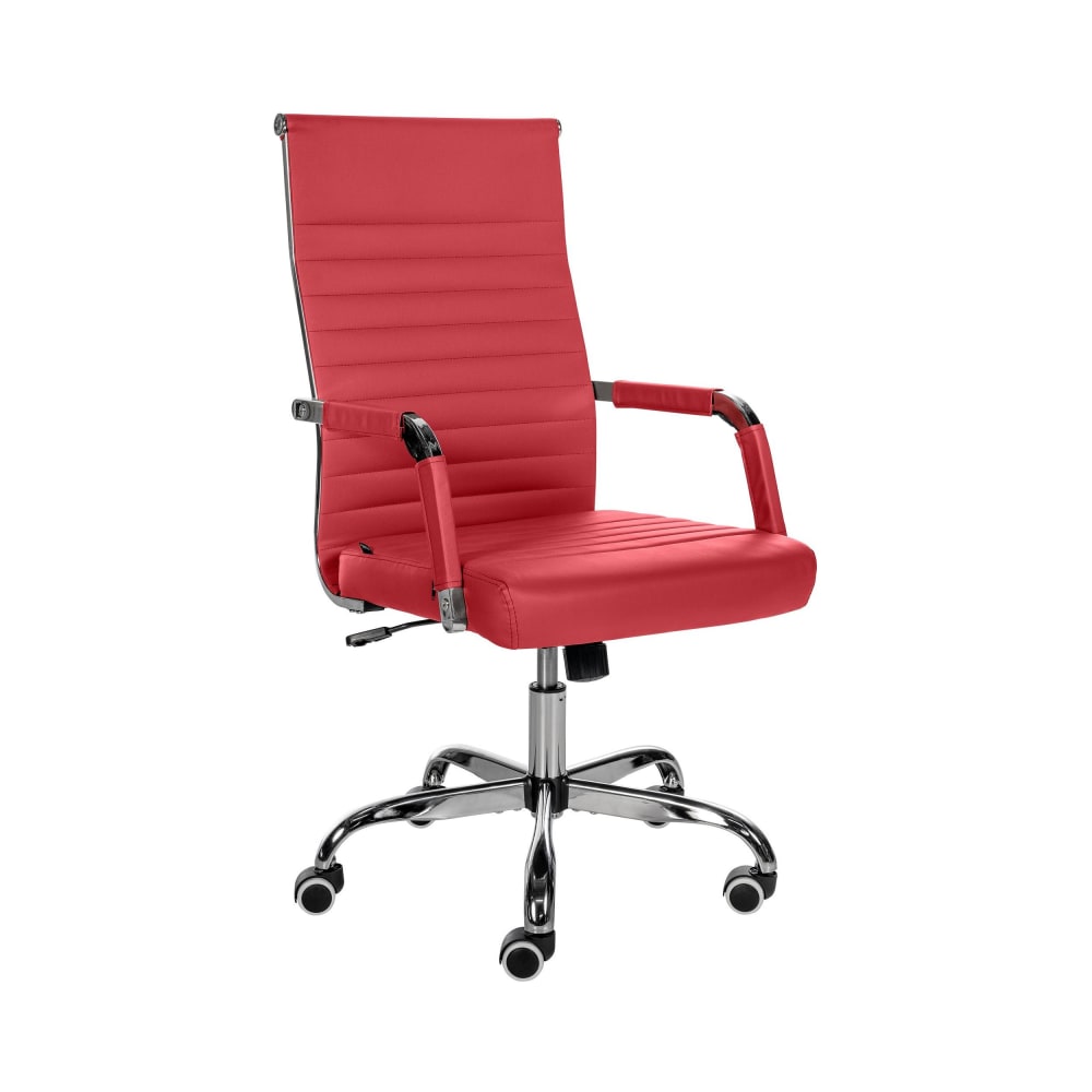 Chaise de bureau réglable pivotante en pvc und synthetik Rouge