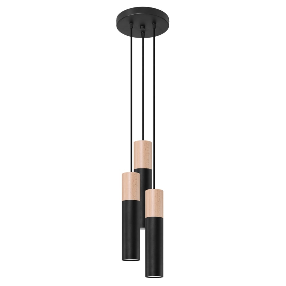 Lámpara de techo madera blanca y natural acero/madera alt. 100 cm