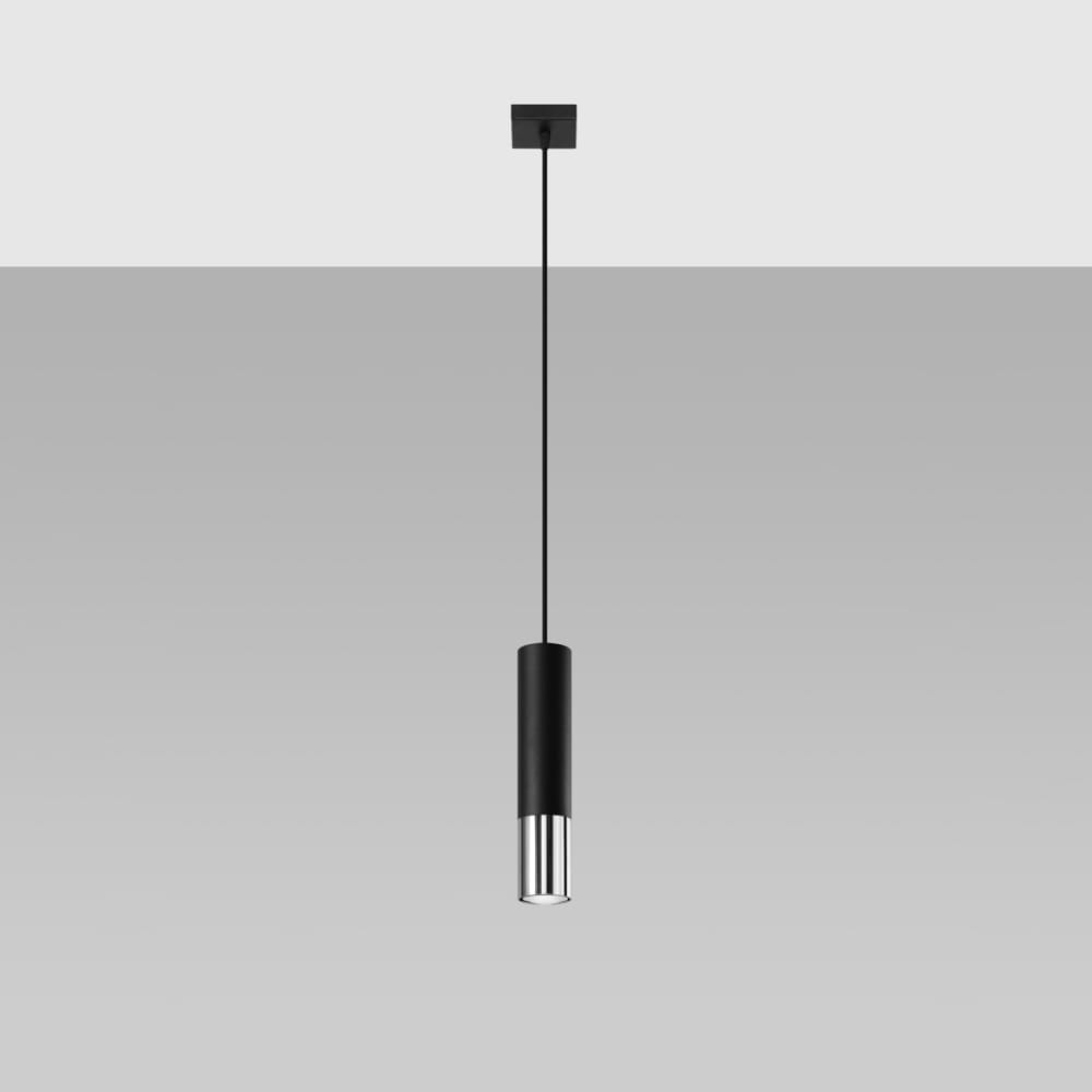 Suspension Acier Noir/Chromé GU10 1 Loopez — vue 3