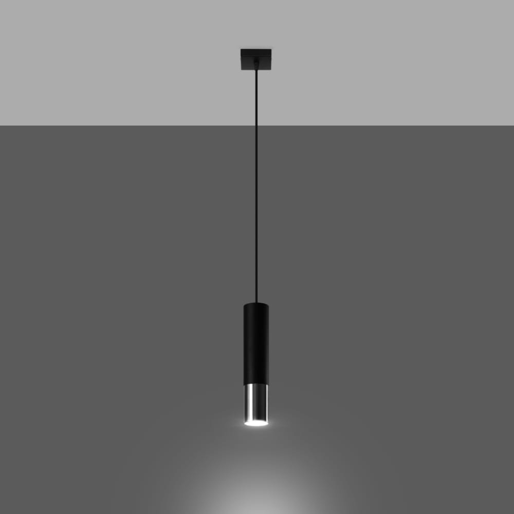 Suspension Acier Noir/Chromé GU10 1 Loopez — vue 4