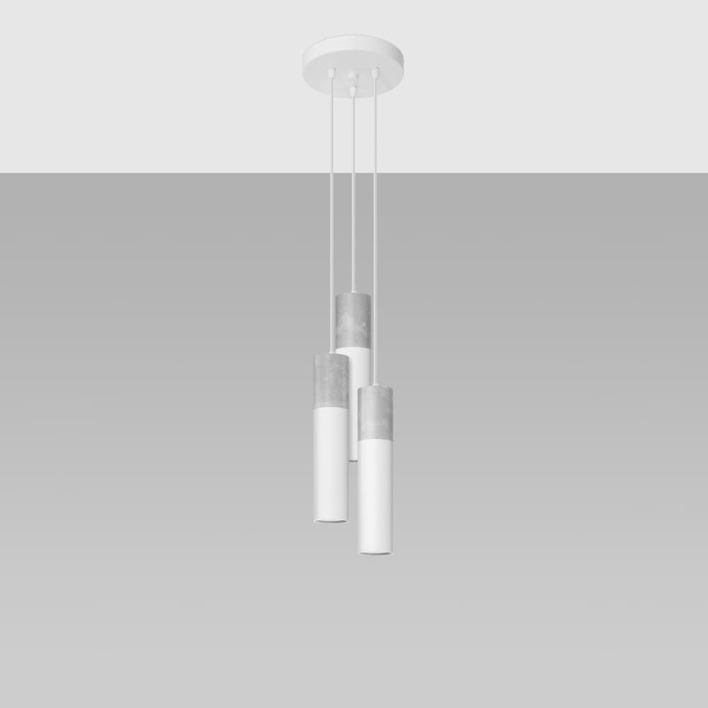 Suspension Acier Blanc/Gris GU10 3 Borigio — vue 3