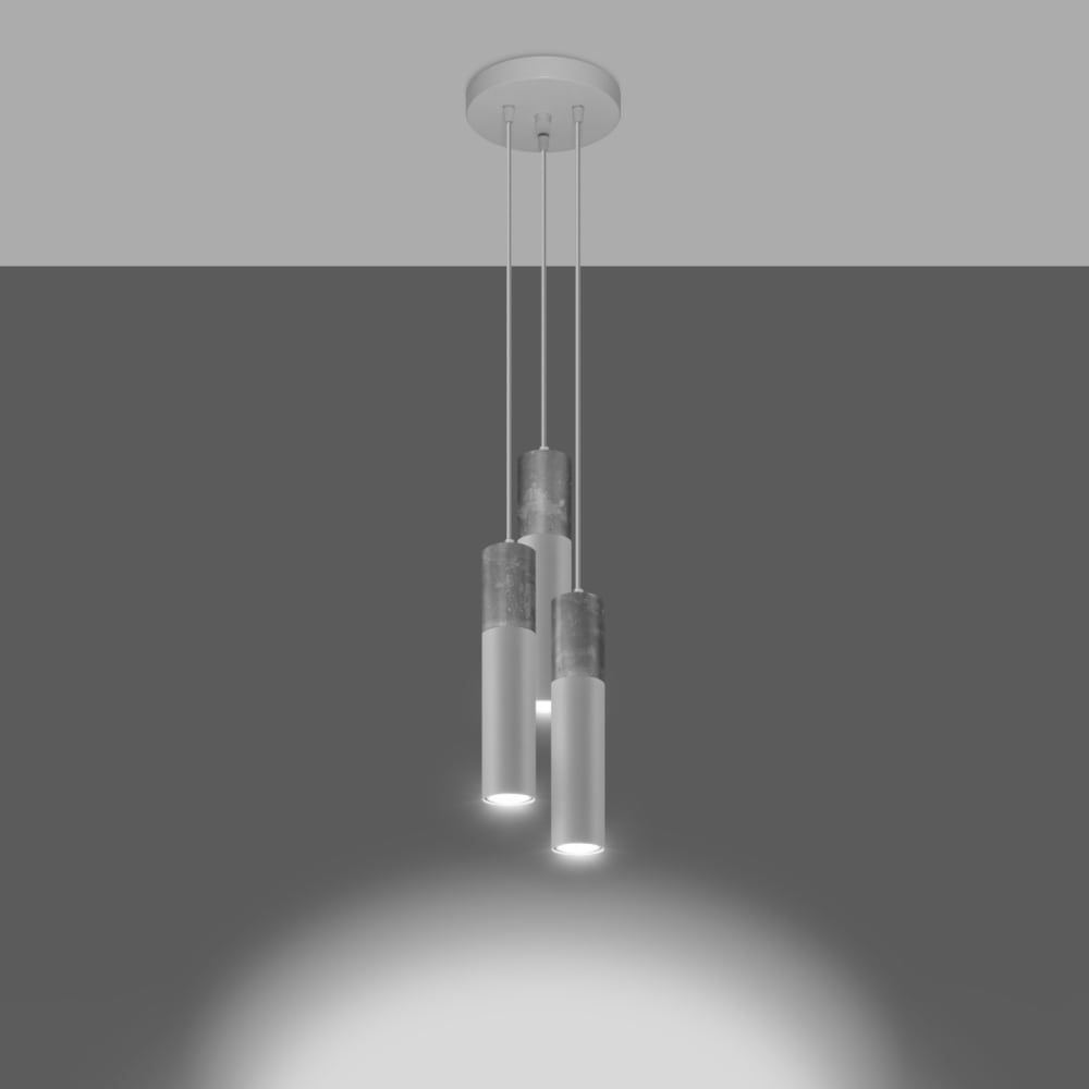 Suspension Acier Blanc/Gris GU10 3 Borigio — vue 4