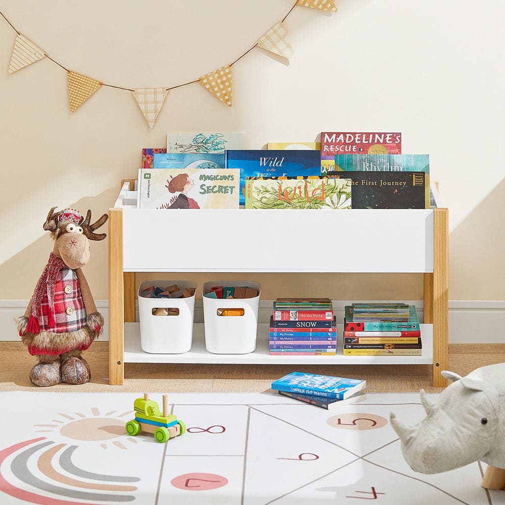 Meuble de rangement à livres et jouets pour enfants effet bois blanc (SoBuy) - Image 2