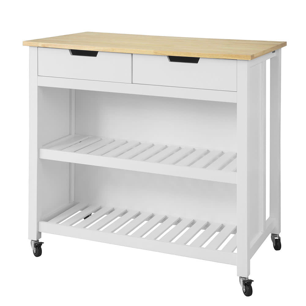 Carrito de cocina con 2 cajones y 2 estantes mdf blanco
