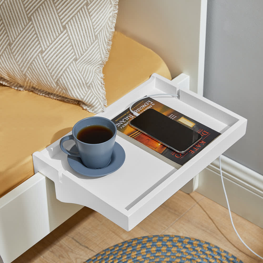 Table de chevet suspendue effet bois blanc
