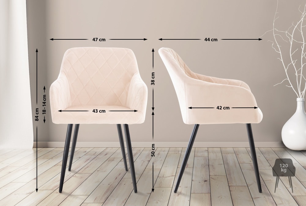 Sedia con seduta in velluto colore beige - CLP