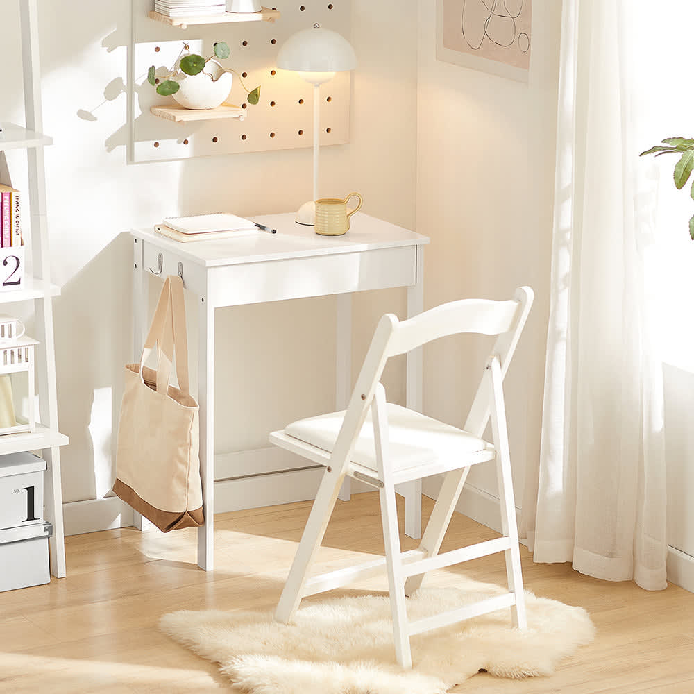 Bureau 1 tiroir 2 crochets effet bois blanc - Maisons du Monde