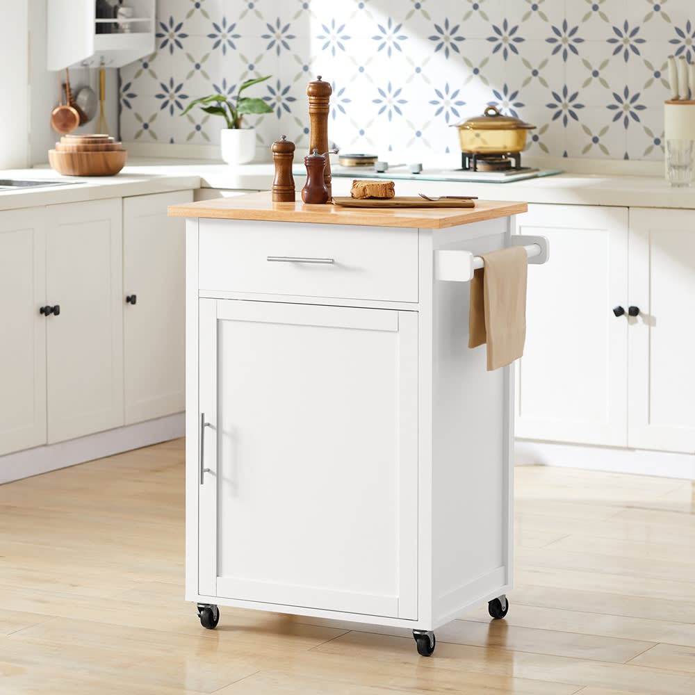 Carrito de cocina con 1 cajón y una puerta mdf blanco - Maisons du Monde