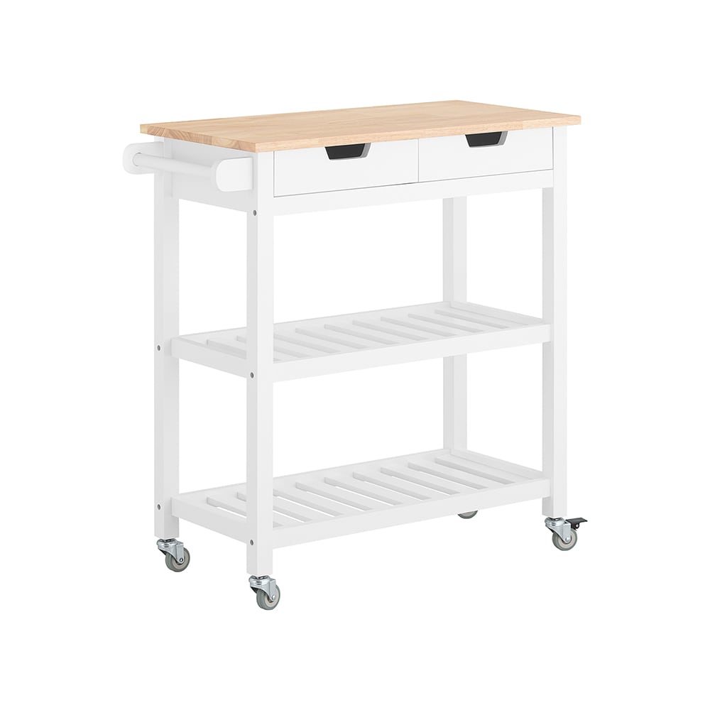 Carro de almacenamiento con 2 cajones y 2 estantes mdf blanco