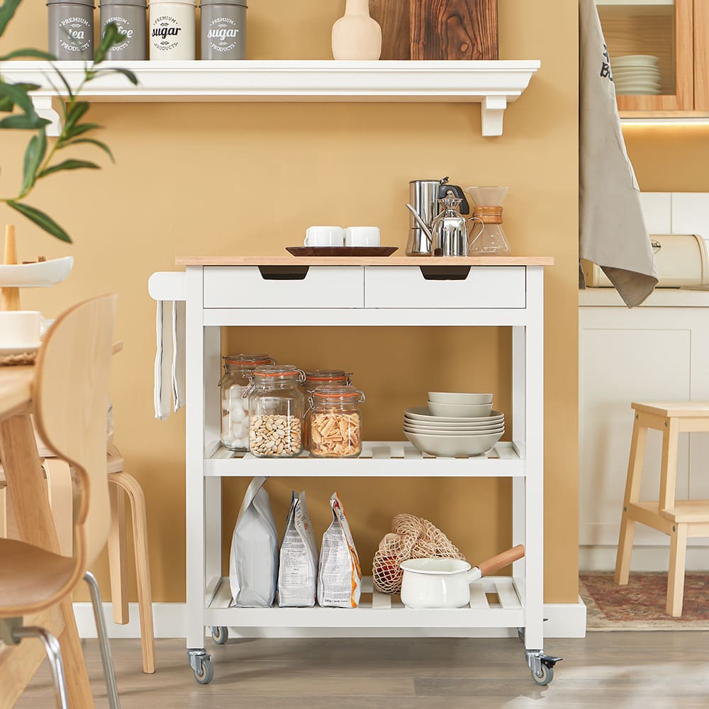 Carro de almacenamiento con 2 cajones y 2 estantes mdf blanco - Maisons du Monde