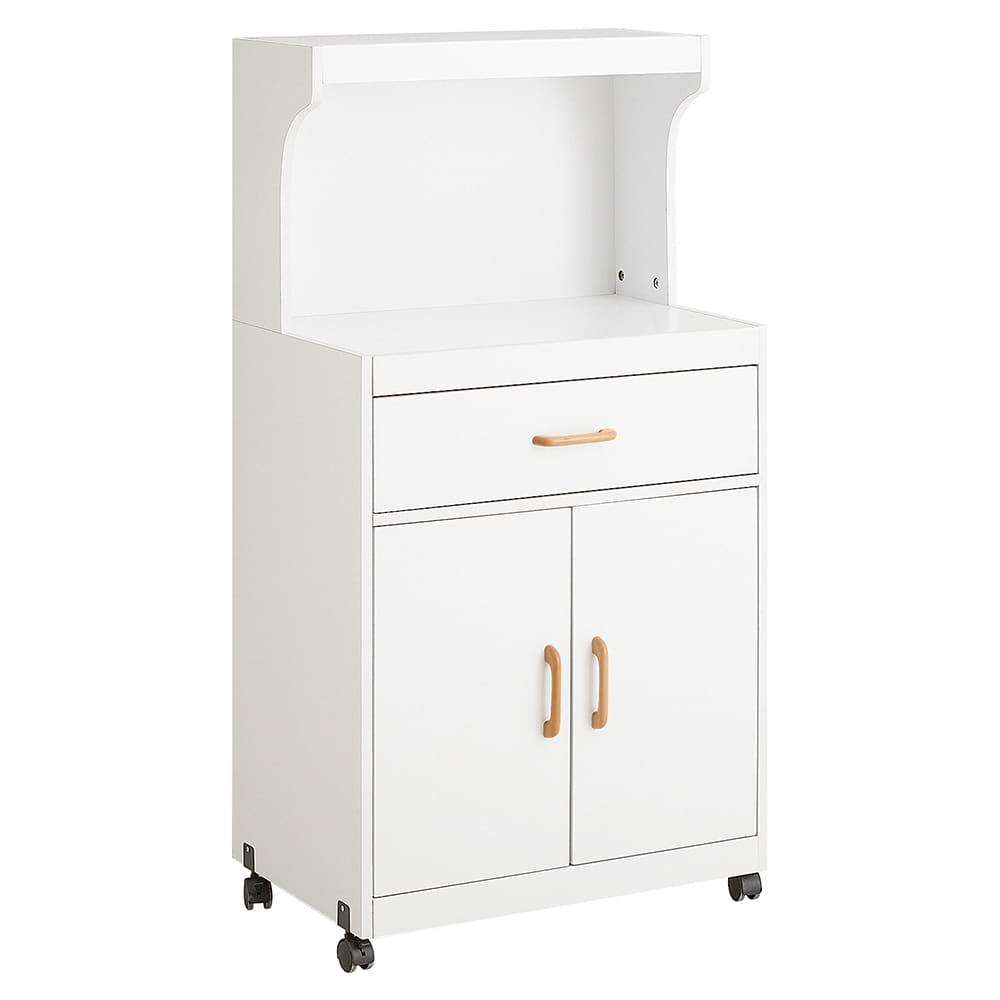 Desserte micro-onde 1 tiroir 2 portes effet bois blanc