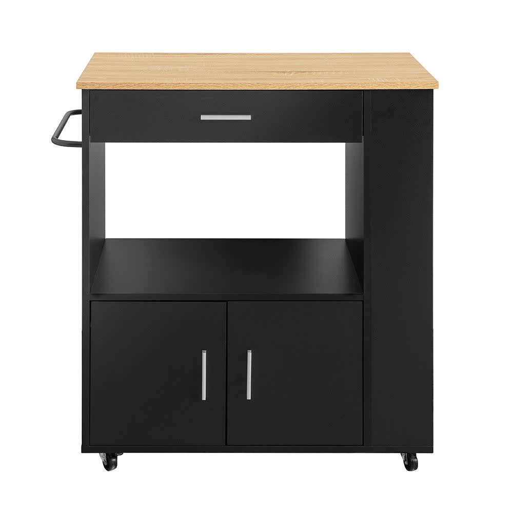 Carrito de cocina con estante aglomerado + mdf negro