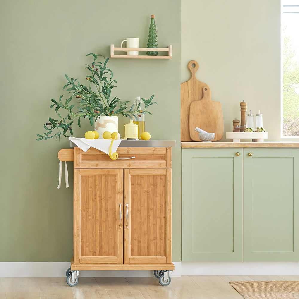 Carrito de cocina con 2 puertas y 1 cajón bambú color natural - Maisons du Monde