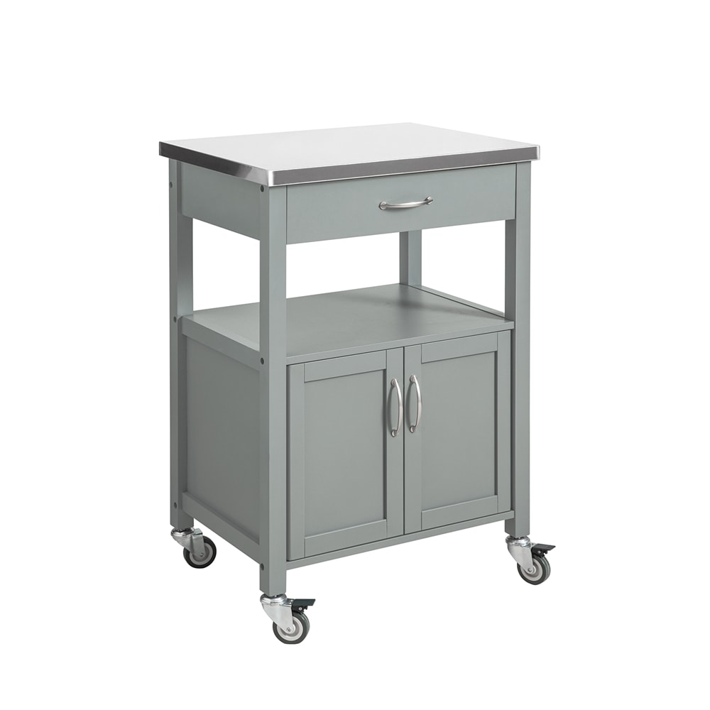 Carrito de cocina con 1 cajón y 2 puertas. Mdf gris